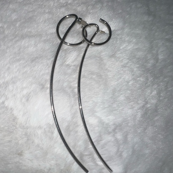 Unique SM Curve Ring Drop Earrings - Picture 3 of 3